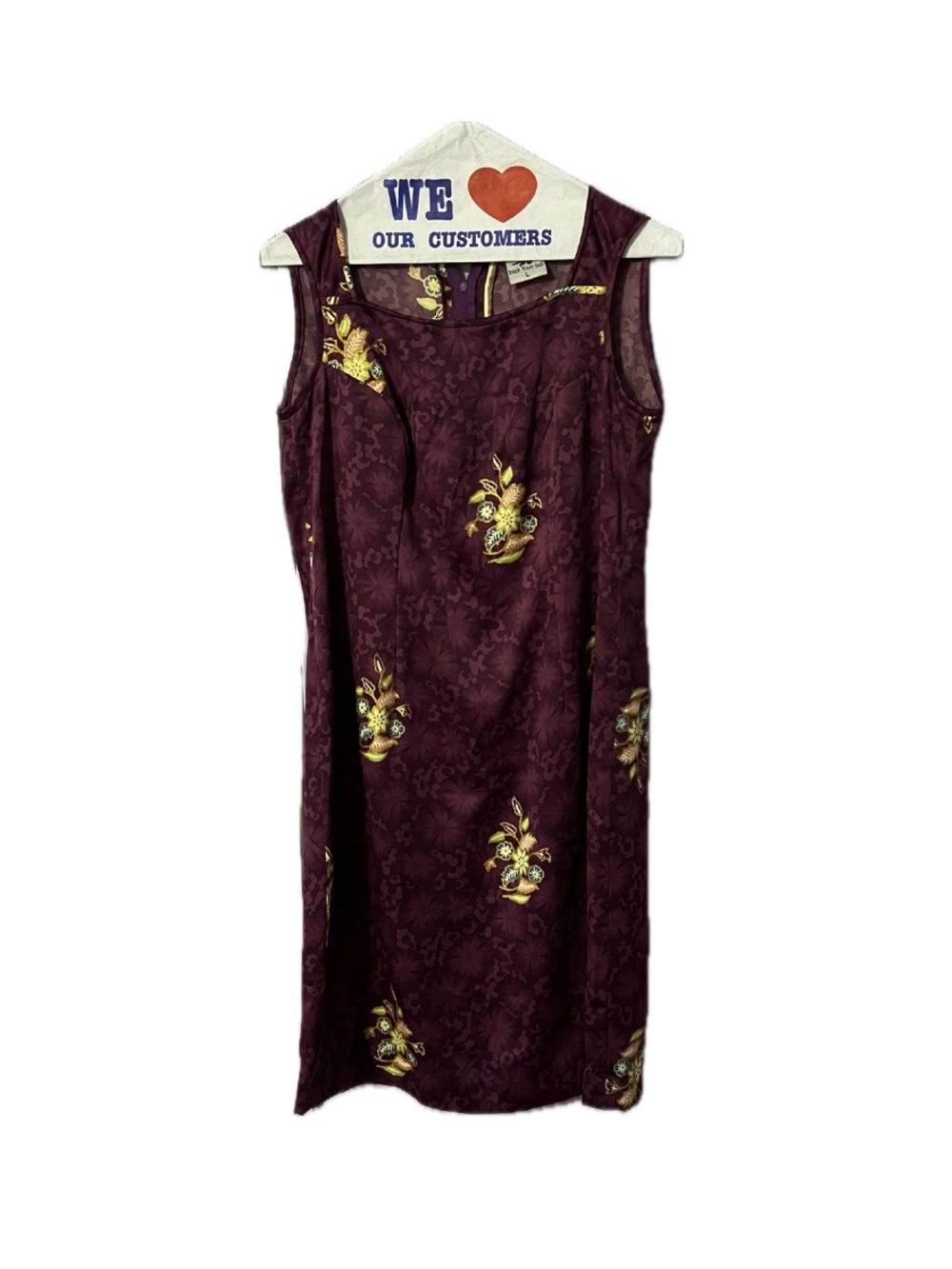 Sleeveless Floral Jacquard Midi Dress in Deep Plum